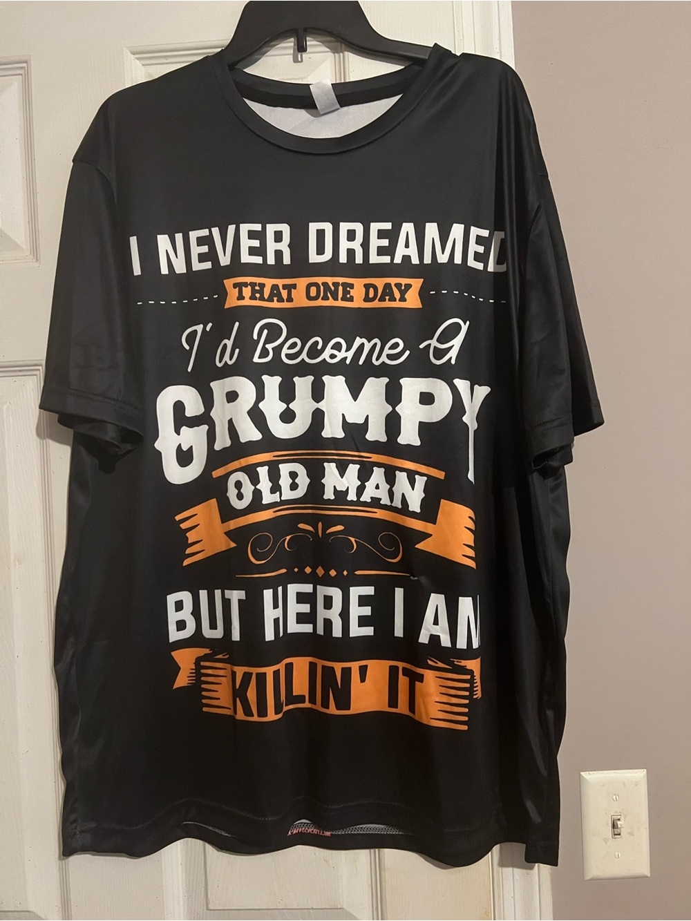 Grumpy Old Man Graphic Tee - Black & Orange Accent